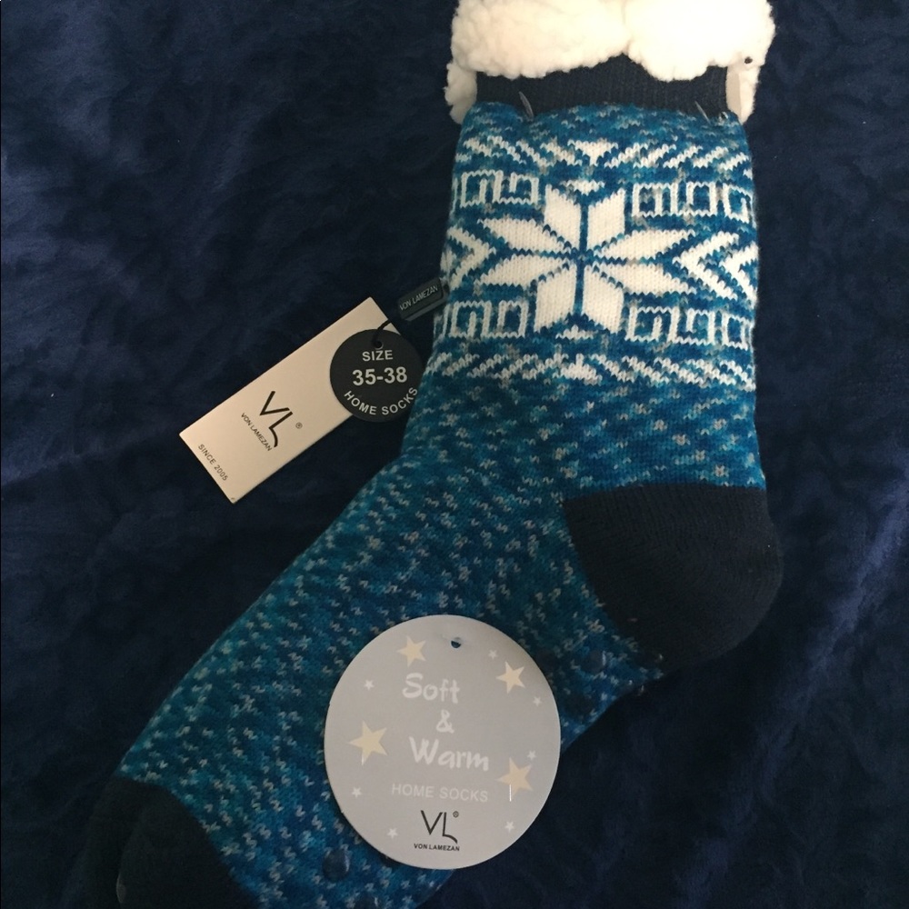Never-worn fuzzy sock-slippers